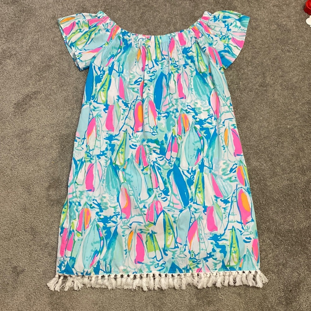 Lilly Pulitzer off shoulder sailboat dress